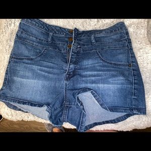 High waisted jean shorts